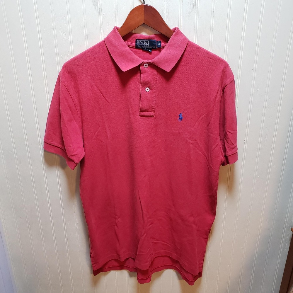 Polo By Ralph Lauren Polo Shirt Mens M Pink Solid Short Sleeve Cotton Knit Top